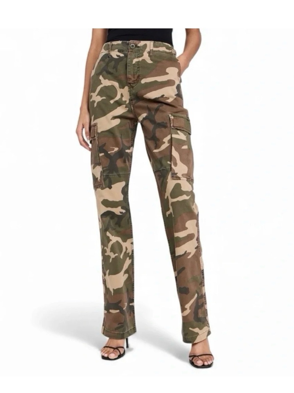 NWT Women's Camouflage Cargo Pants - Green Camo - Picture 4 of 6